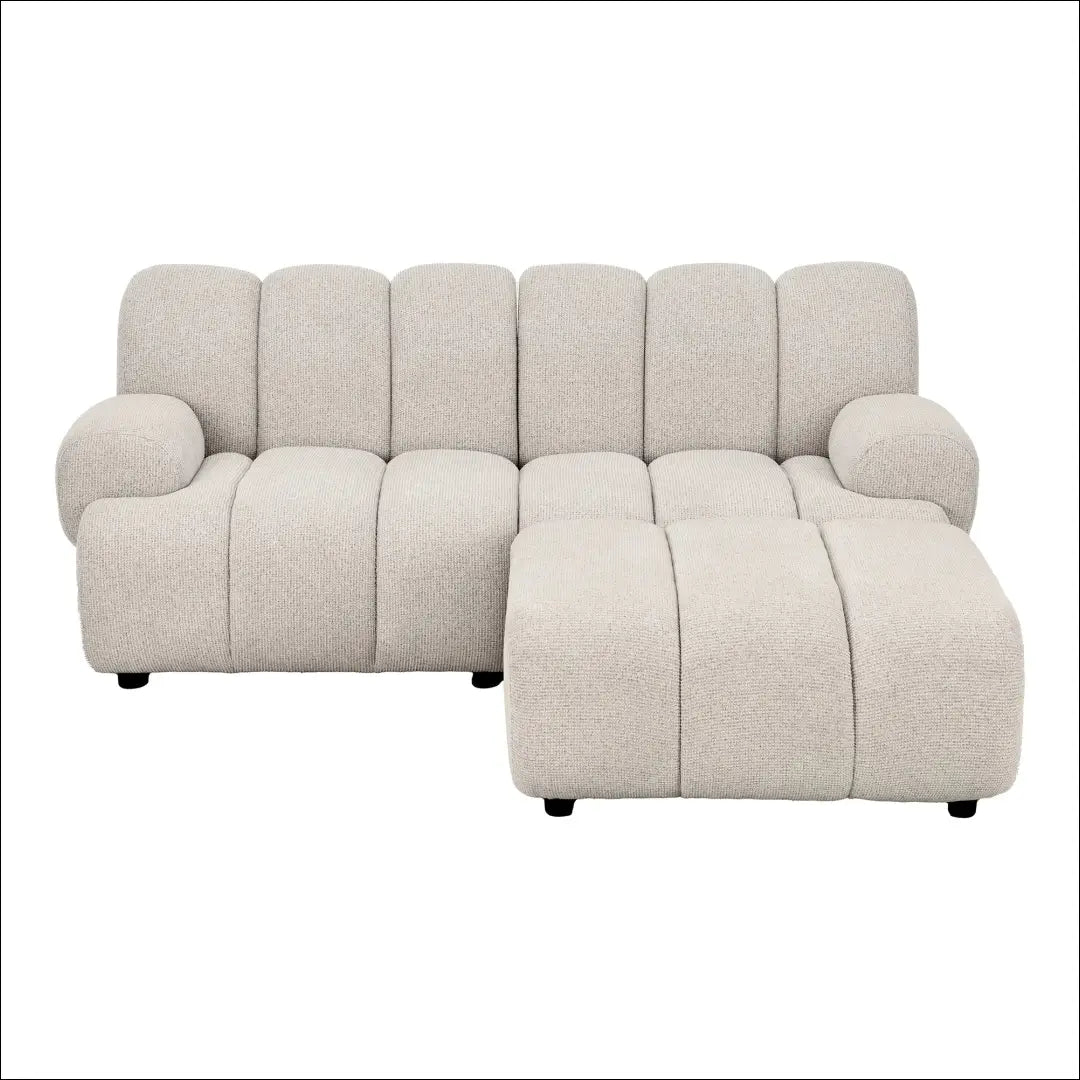 2,5 vietos modulinė sofa su pufu smėlio spalvos atsukta į dešinę RD239 - €1,491 Save 15% __label:Pristatymas 5-14 d.d.,