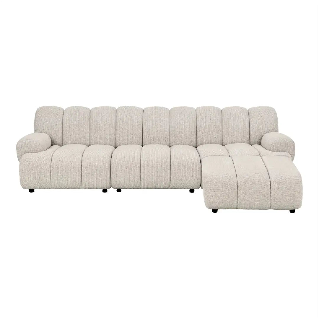 3,5 vietos modulinė sofa su pufu smėlio spalvos atsukta į dešinę RD237 - €1,912 Save 15% __label:Pristatymas 5-14 d.d.,
