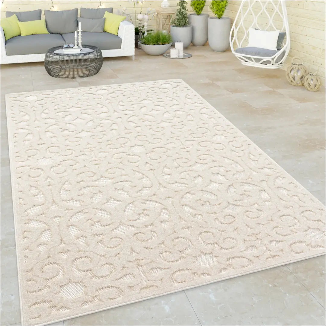 Apvalus lauko/terasos kilimas RU1535 - €140 Save 50% 100-200, __label:Pristatymas 1-2 d.d., apvalus, color-kremas,