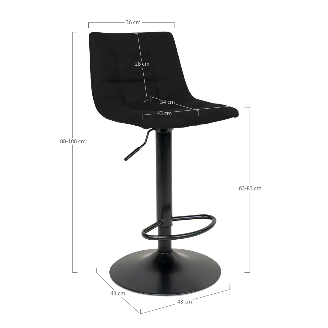 Baro kėdė aksominė juoda juodos kojelės N1207 RD053 - €104 Save 15% 100-200, __label:Pristatymas 5-14 d.d., Bar &