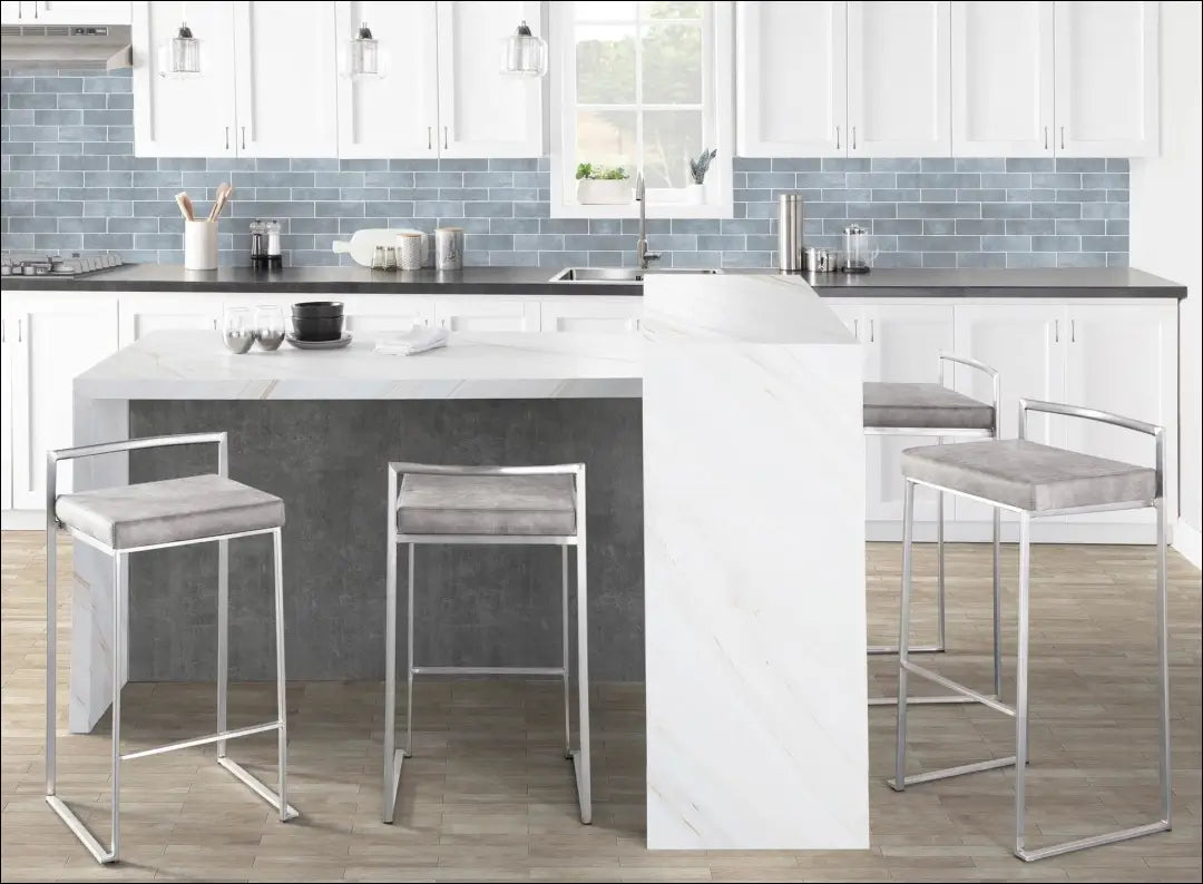 Baro kėdė VI1089 - €60 Save 50% 50-100, __label:Pristatymas 1-2 d.d., baro-kedes, color-pilka, color-sidabrine €50