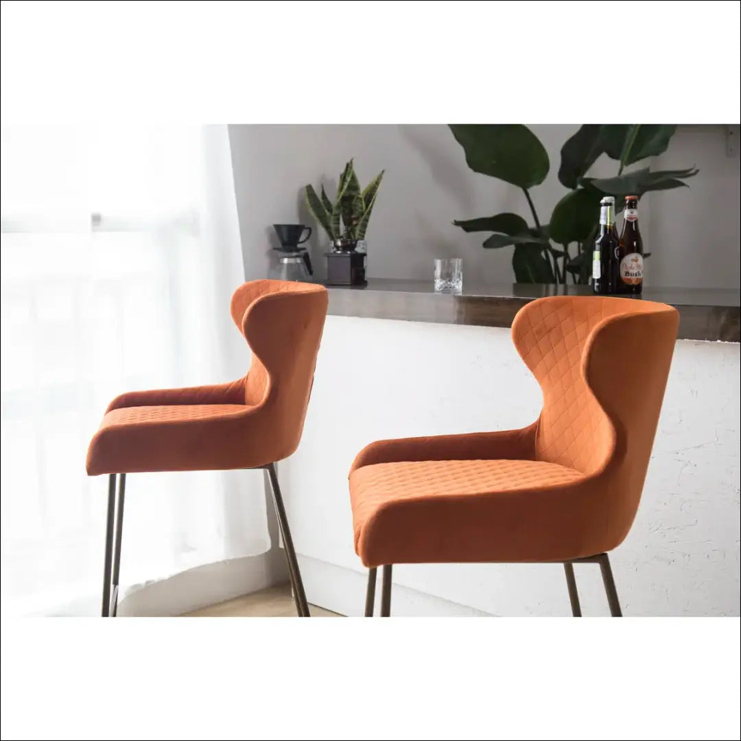 Baro kėdė VI1097 - €89 Save 55% 50-100, __label:Pristatymas 1-2 d.d., baro-kedes, color-oranzine, material-aksomas €50
