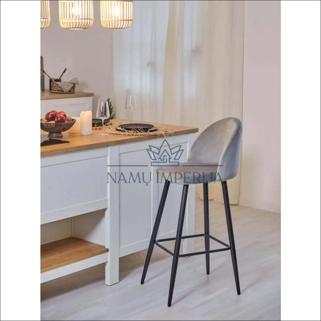 Baro kėdė VI360 - €59 Save 65% 50-100, baro-kedes, color-juoda, color-pilka, material-aksomas Aksomas | Namų
