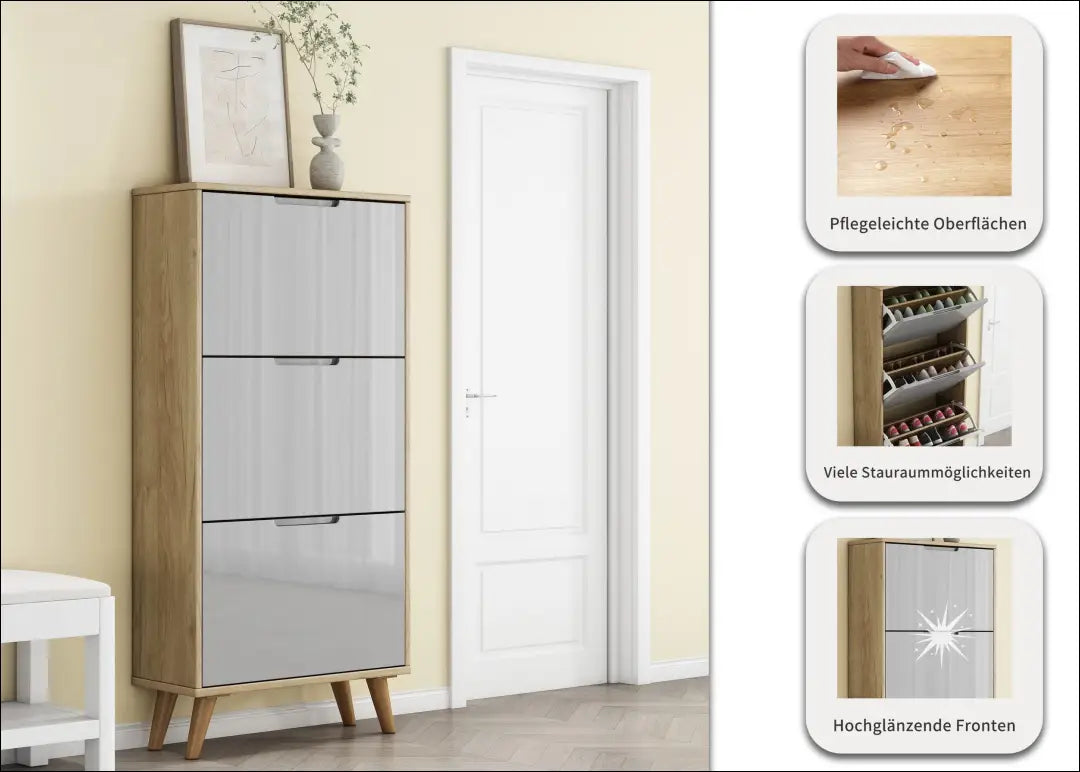 Batų spintelė KI1850 - €60 Save 65% 50-100, __label:Pristatymas 1-2 d.d., color-pilka, color-ruda, material-mdf Grožio