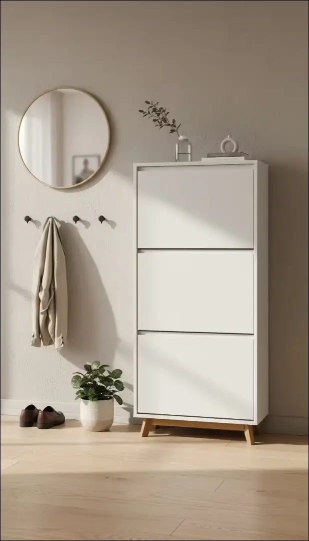 Batų spintelė KI1893 - €50 Save 60% 50-100, __label:Pristatymas 1-2 d.d., color-balta, color-ruda, material-mdf Balta