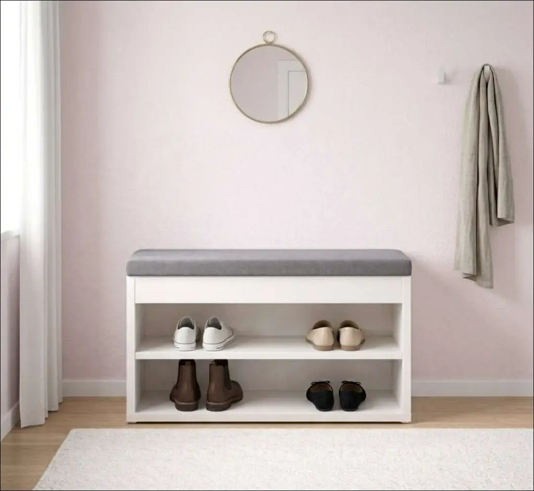 Batų suoliukas su daiktadėže KI1799 - €35 Save 65% 25-50, __label:Pristatymas 1-2 d.d., color-balta, color-pilka,