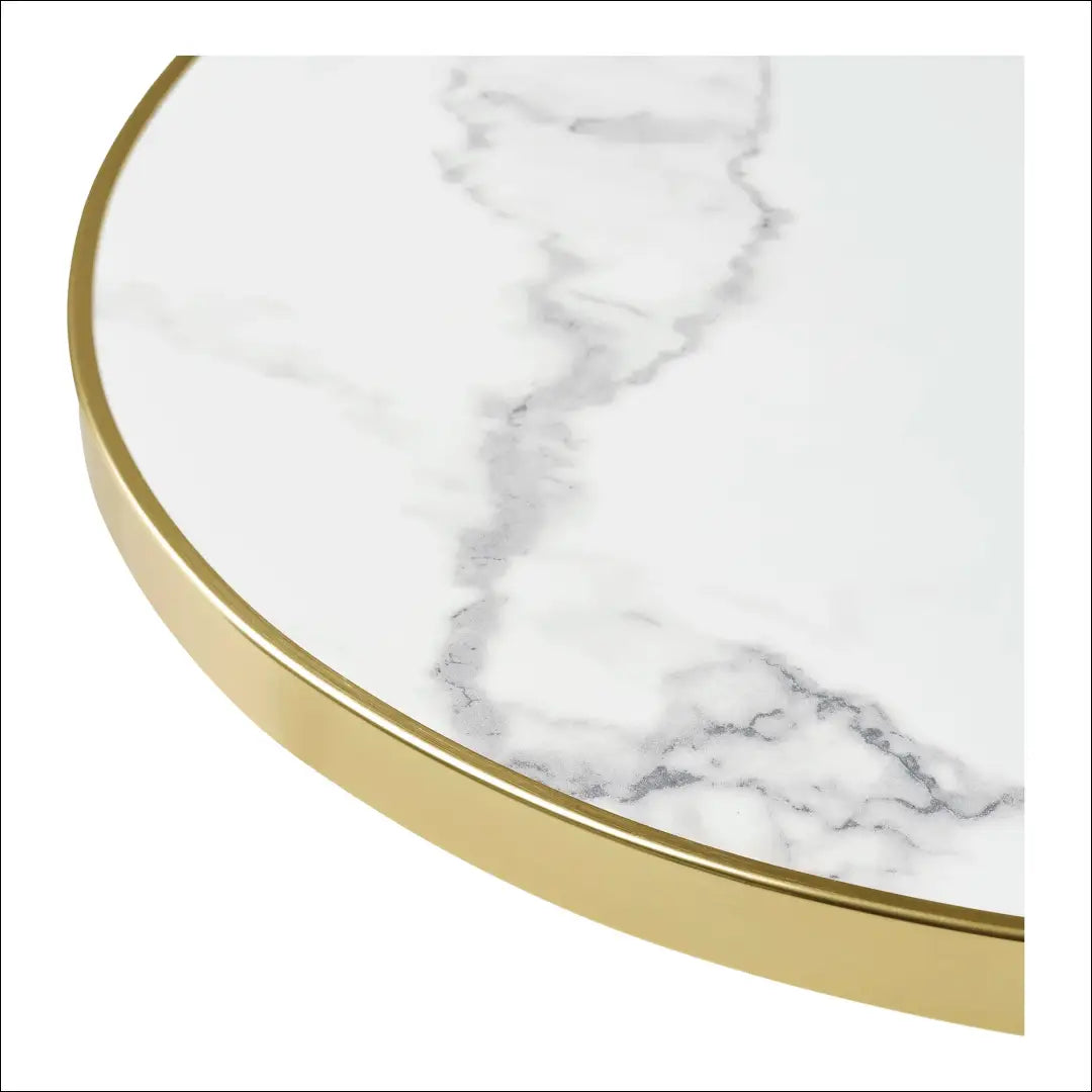 Bistro stalas marmuro imitacijos baltas su auksiniais kraštais juodos kojelės ketaus ø60x73 cm RD1101 - €189 Save 15%