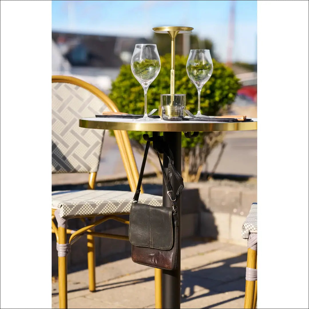 Bistro stalas marmuro imitacijos baltas su auksiniais kraštais juodos kojos aliuminis ø60x73 cm RD1100 - €160 Save 20%