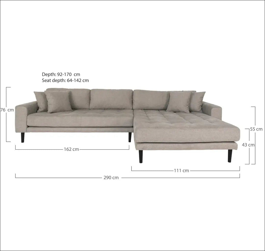 Dešinės pusės akmens sofa su keturiomis pagalvėlėmis ir juodomis medinėmis kojelėmis RD197 - €1,479 Save 15%