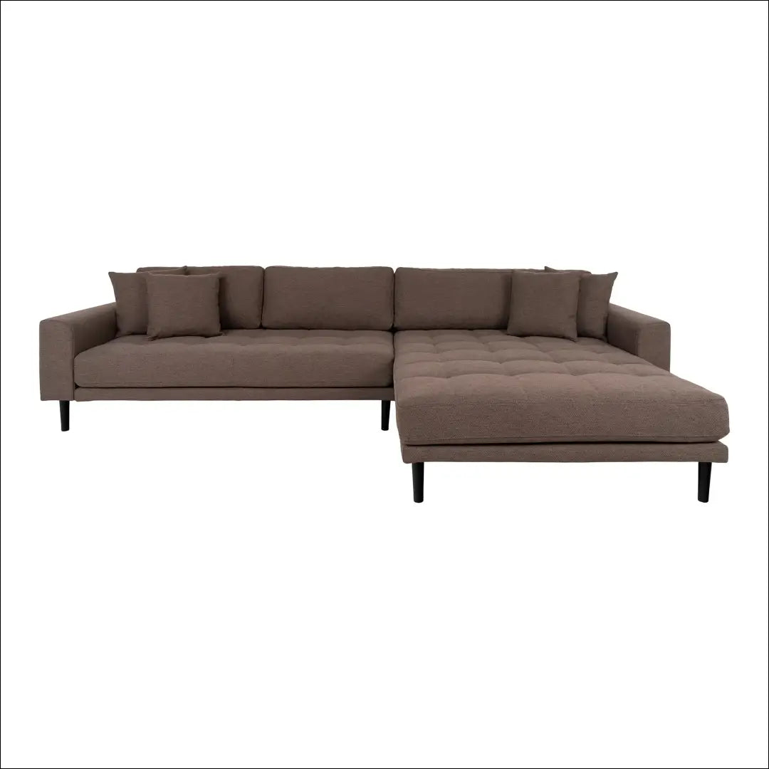 Dešinės pusės ruda sofa su keturiomis pagalvėlėmis ir juodomis medinėmis kojelėmis RD205 - €1,479 Save 15%