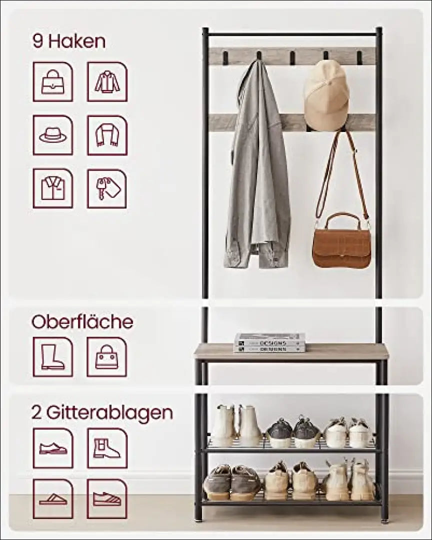 Drabužių kabykla su batų lentynomis SM219 - €90 Save 40% 50-100, __label:Pristatymas 5-14 d.d., drabuziu-kabykla,