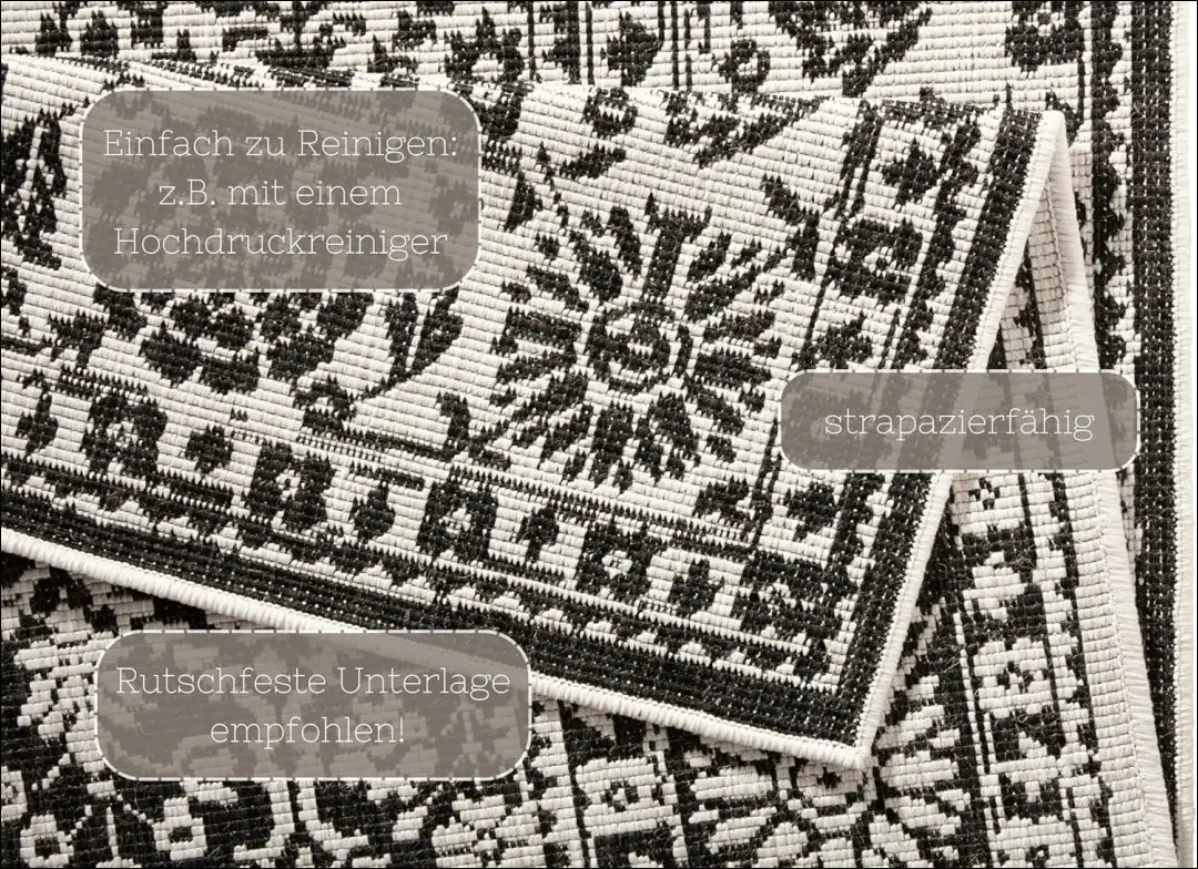 Dvipusis kilimas RU1084 - €128 Save 50% 100-200, __label:Pristatymas 1-2 d.d., color-juoda, color-kremas, kilimai 200
