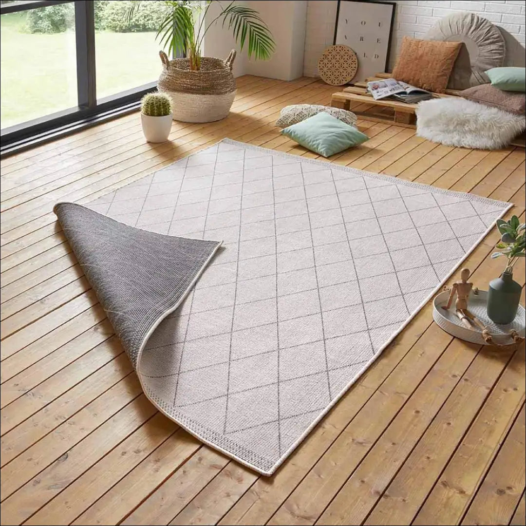 Dvipusis kilimas RU1164 - €82 Save 50% 50-100, __label:Pristatymas 1-2 d.d., color-kremas, color-pilka, kilimai 200 cm