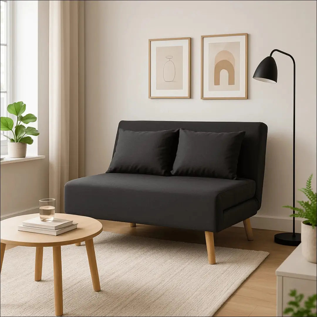 Dvivietis išskleidžiamas fotelis su audiniu juodos spalvos TE397 - €289 Save 15% __label:Pristatymas 5-14 d.d., elite,