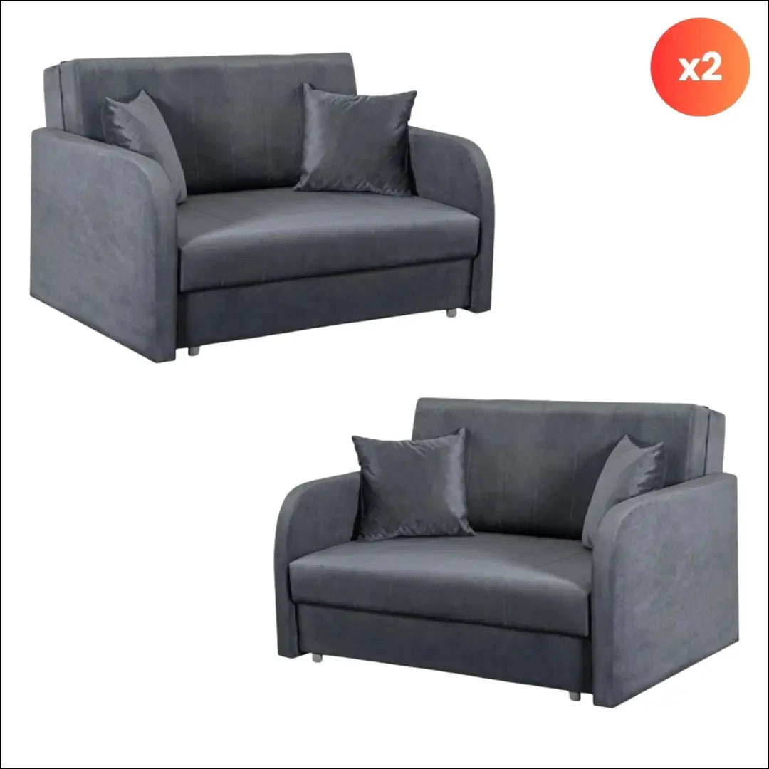 Dvivietis miegamas fotelis su veliūro audiniu pilkos spalvos TE659 - €1,443 Save 15% __label:Pristatymas 5-14 d.d.,