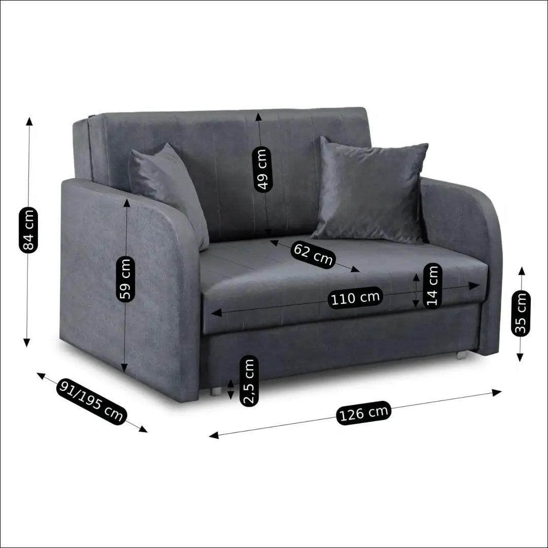 Dvivietis miegamas fotelis su veliūro audiniu pilkos spalvos TE659 - €1,443 Save 15% __label:Pristatymas 5-14 d.d.,