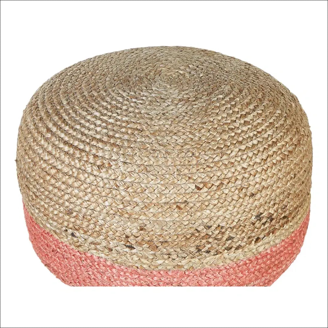 Džiuto pufas MI727 - €46 Save 50% 25-50, __label:Pristatymas 1-2 d.d., color-rozine, color-smelio, material-dziutas €25