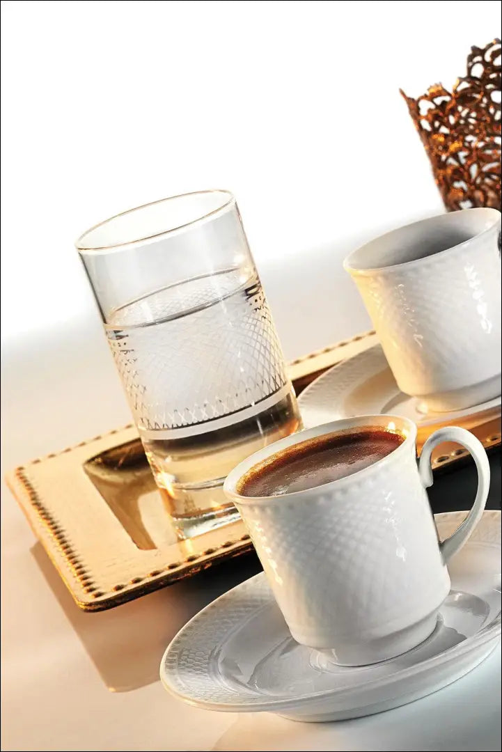 Espreso puodelių ir lėkštučių komplektas (6 asmenims) DI12185 - €22 Save 50% __label:Pristatymas 1-2 d.d., color-balta,