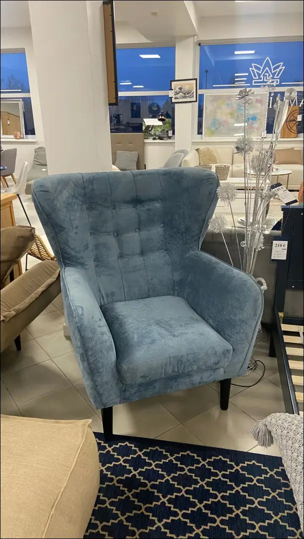Fotelis MI232 - €340 Save 10% __label:Pristatymas 1-2 d.d., color-melyna, foteliai, material-aksomas,