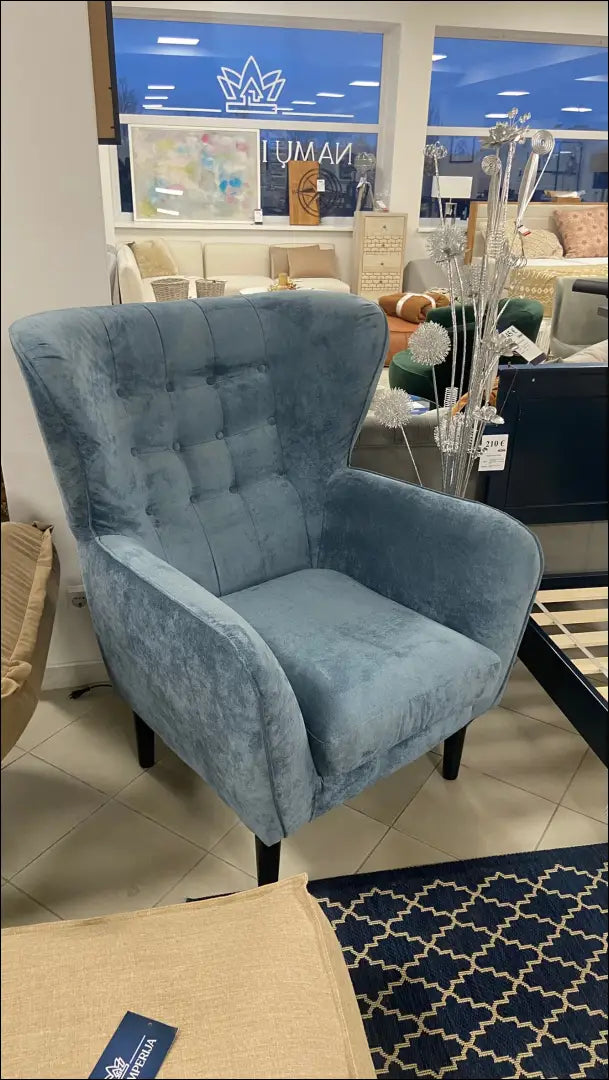 Fotelis MI232 - €340 Save 10% __label:Pristatymas 1-2 d.d., color-melyna, foteliai, material-aksomas,