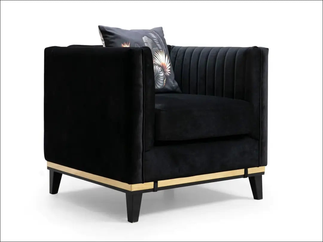 Fotelis MI795 - €245 Save 50% __label:Pristatymas 1-2 d.d., color-auksine, color-juoda, foteliai, material-aksomas Virš