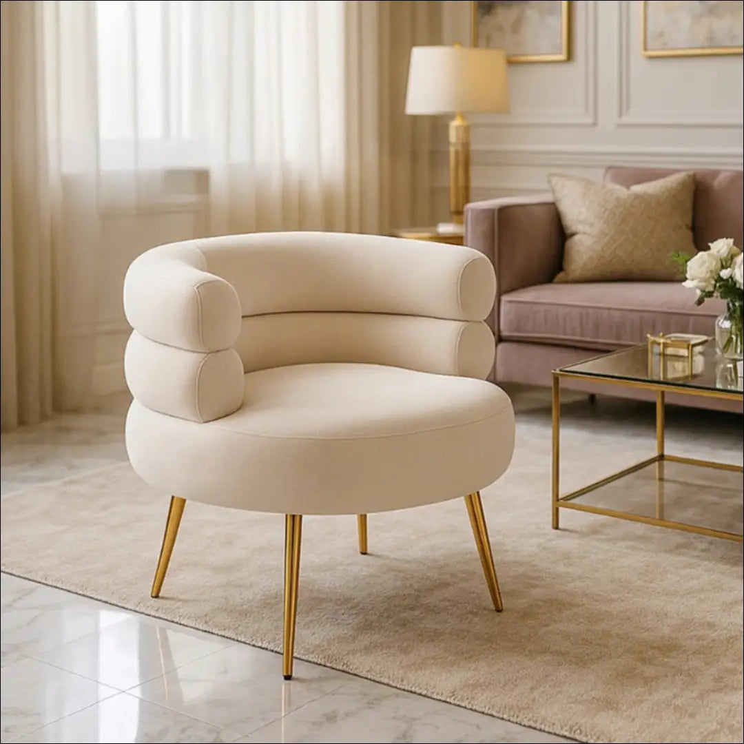 Fotelis su buklė audinio audiniu kreminės spalvos / smėlio TE848 - €197 Save 15% 100-200, __label:Pristatymas 5-14
