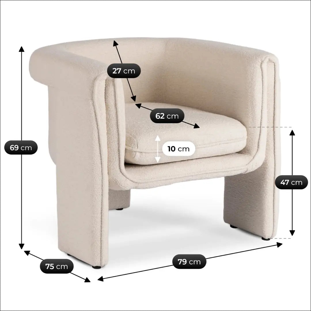 Fotelis su buklė audinio audiniu kreminės spalvos TE860 - €277 Save 15% __label:Pristatymas 5-14 d.d., elite, over-200,