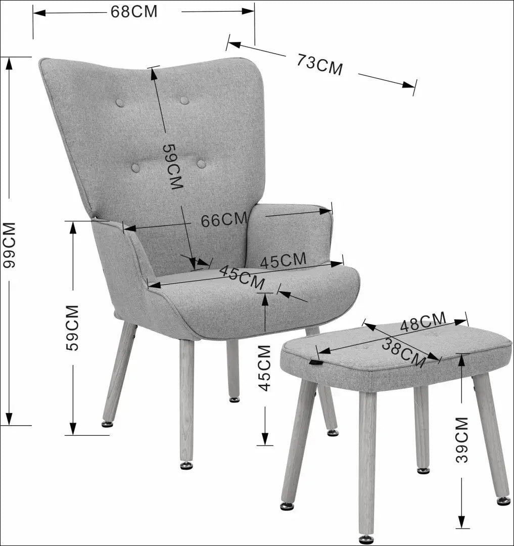 Fotelis su kojų kėdute MI947 - €112 Save 50% 100-200, __label:Pristatymas 1-2 d.d., color-pilka, foteliai,