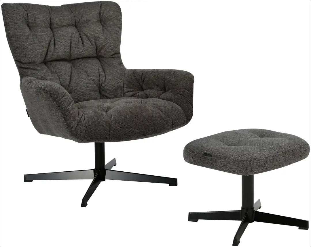 Fotelis su kojų kėdute MI959 - €230 Save 50% __label:Pristatymas 1-2 d.d., color-pilka, foteliai, material-gobelenas,