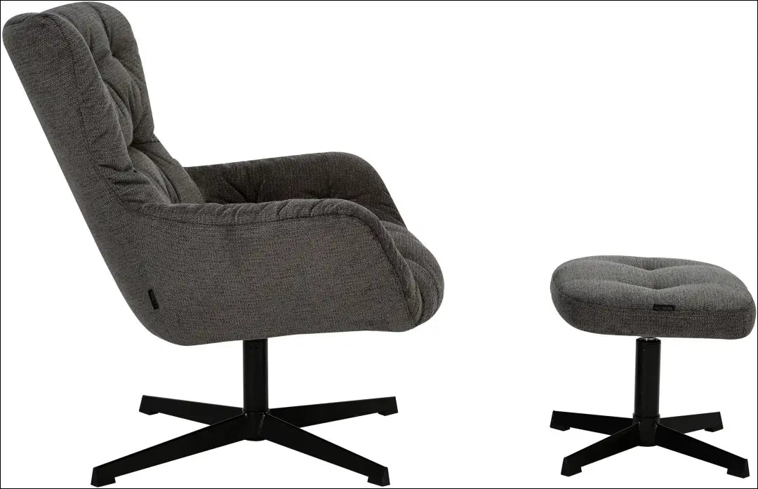 Fotelis su kojų kėdute MI959 - €230 Save 50% __label:Pristatymas 1-2 d.d., color-pilka, foteliai, material-gobelenas,