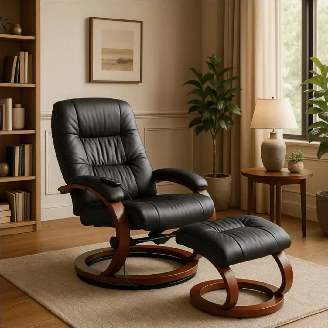 Fotelis su šildymo funkcija iš eko odos juodos spalvos TE749 - €286 Save 15% __label:Pristatymas 5-14 d.d., elite,