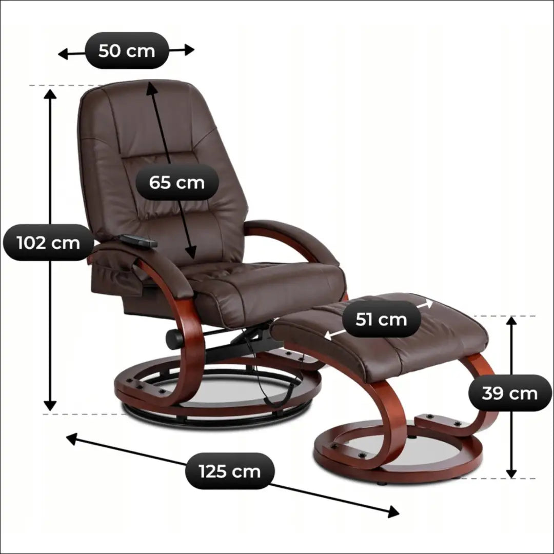 Fotelis su šildymo funkcija iš eko odos rudos spalvos TE748 - €277 Save 15% __label:Pristatymas 5-14 d.d., elite,