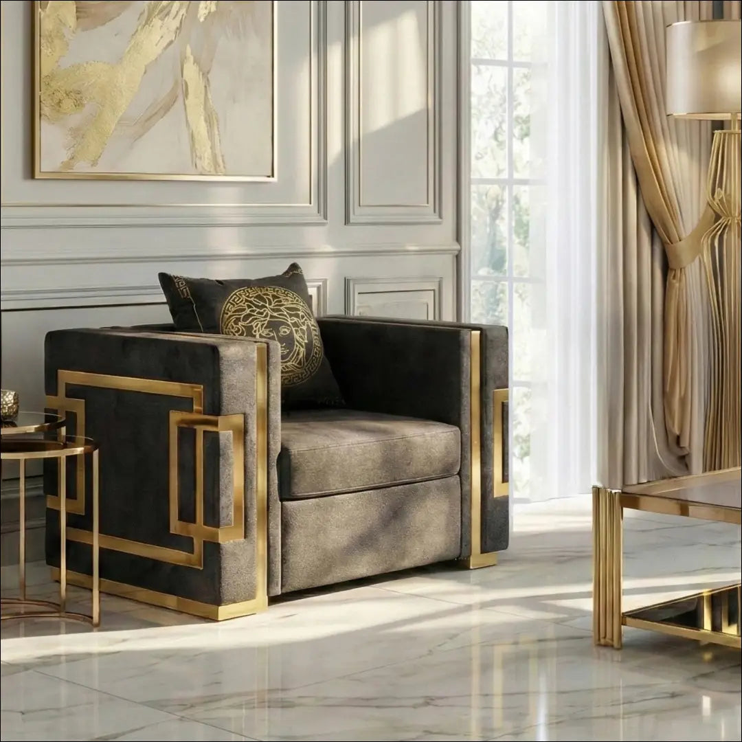 Fotelis su veliūro audiniu juodos spalvos / auksinės TE1061 - €718 Save 15% __label:Pristatymas 5-14 d.d., elite,