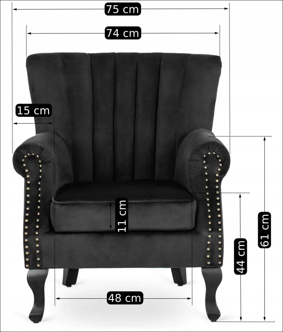 Fotelis su veliūro audiniu juodos spalvos TE141 - €194 Save 15% 100-200, __label:Pristatymas 5-14 d.d., elite, Fotele