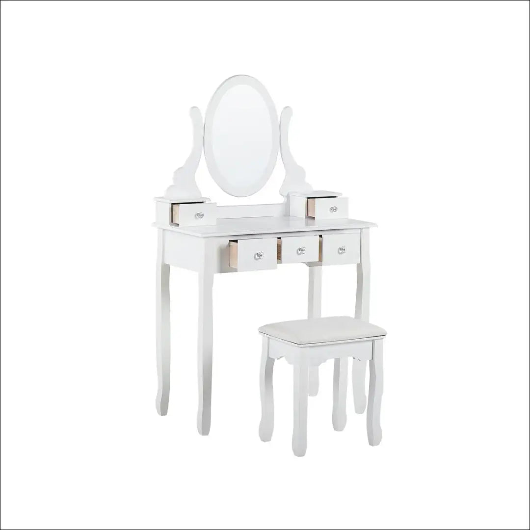 Grožio staliukas su kėdute KI1438 - €124 Save 50% 100-200, __label:Pristatymas 1-2 d.d., color-balta, grozio-staliukas,