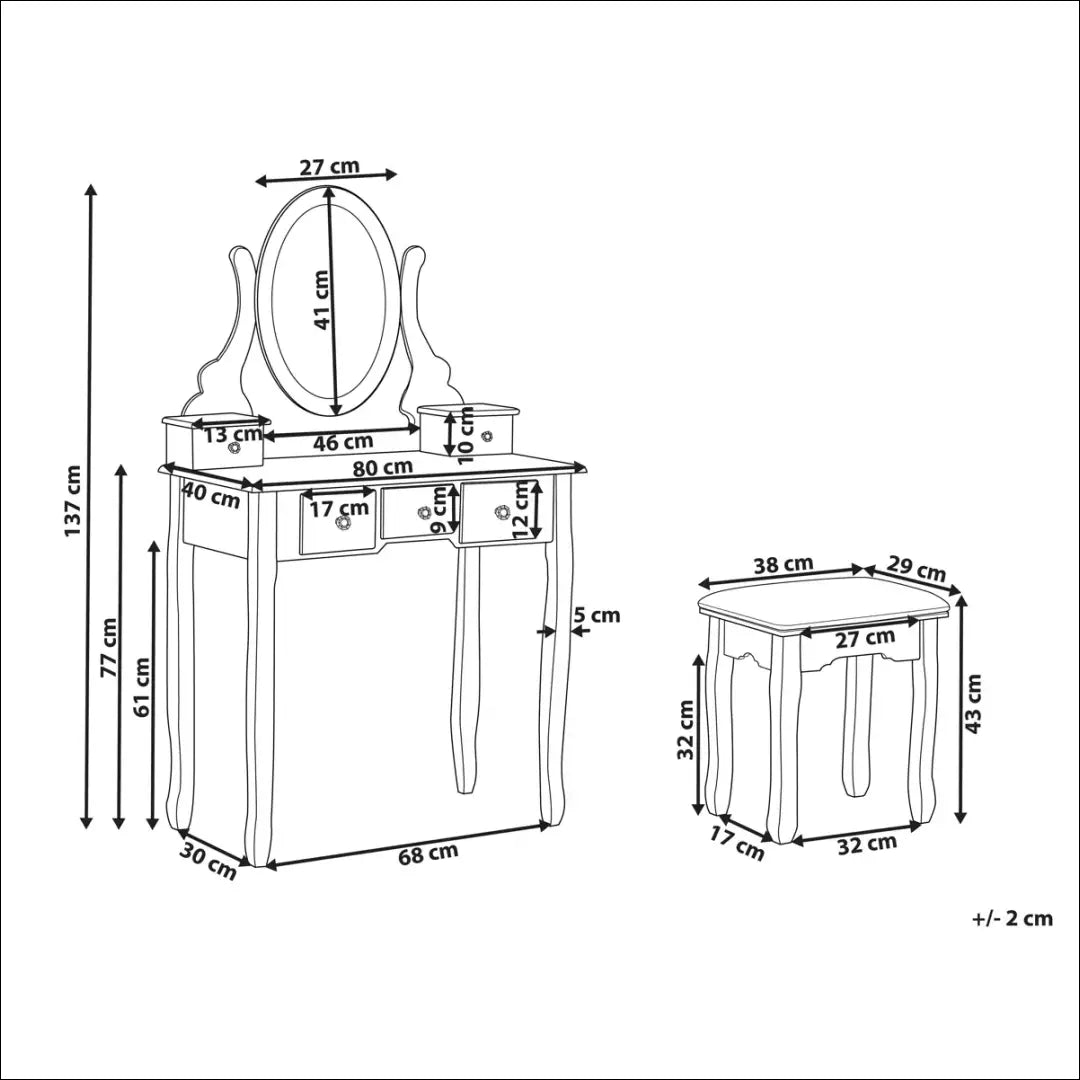 Grožio staliukas su kėdute KI1438 - €124 Save 50% 100-200, __label:Pristatymas 1-2 d.d., color-balta, grozio-staliukas,