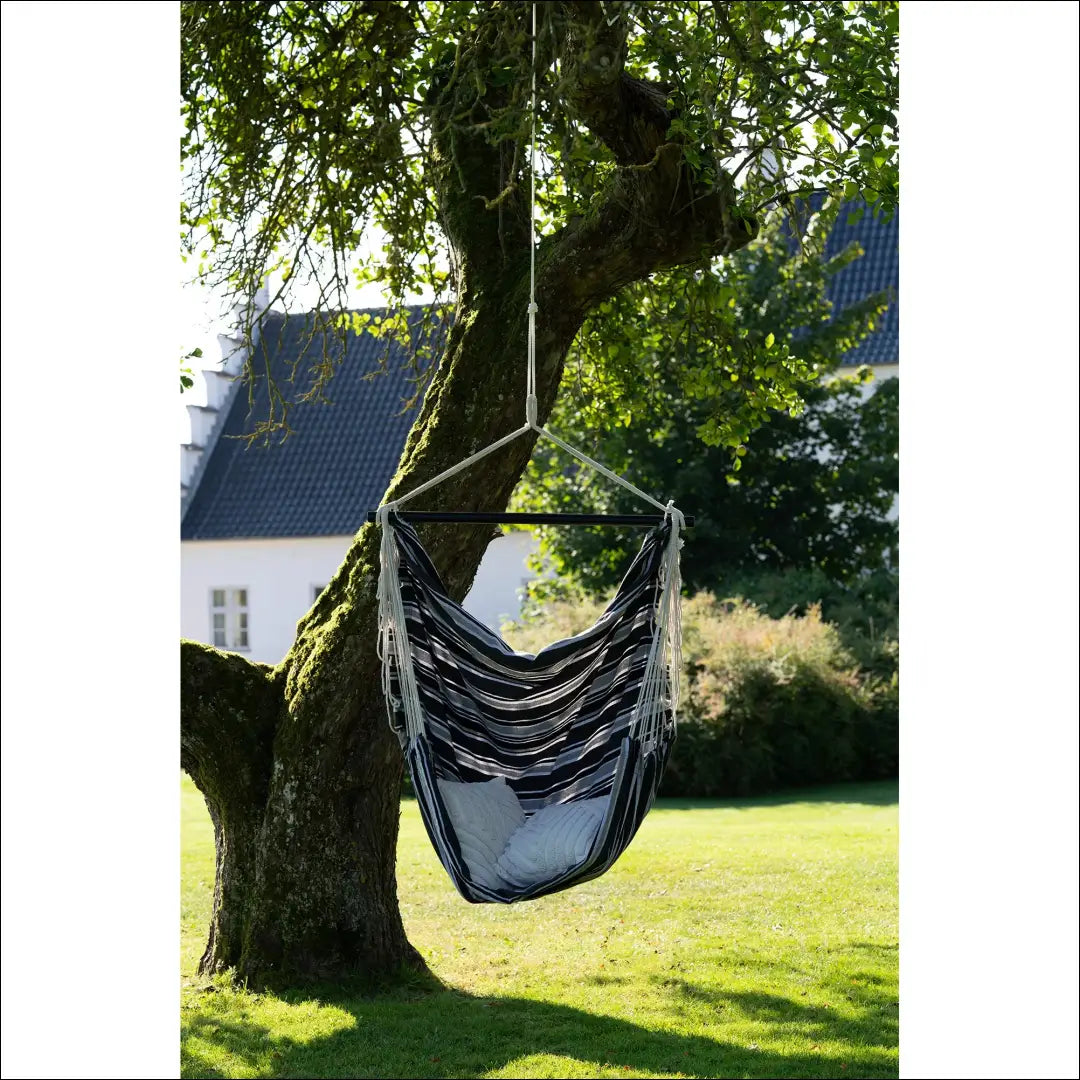 Hamakas-kėdė poliesteris/medvilnė maumedis juoda/pilka/balta RD1189 - €36 Save 15% 25-50, __label:Pristatymas 5-14