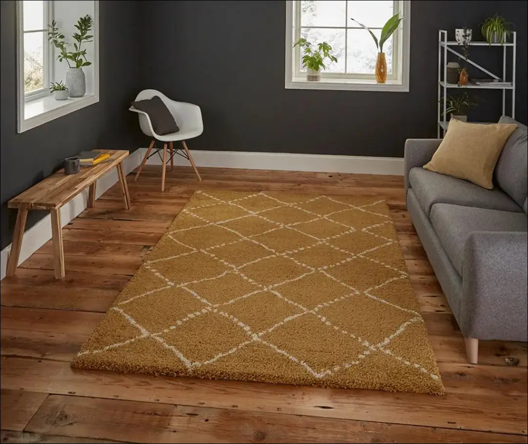 Ilgaplaukis kilimas RU1049 - €75 Save 50% 50-100, __label:Pristatymas 1-2 d.d., color-geltona, ilgaplaukiai, kilimai