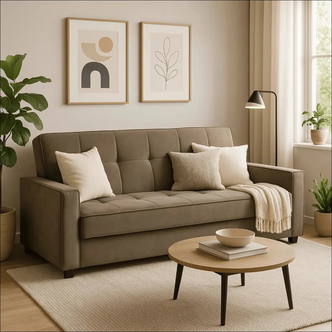 Išskleidžiama sofa su audiniu smėlio spalvos TE447 - €858 Save 15% __label:Pristatymas 5-14 d.d., elite, over-200,