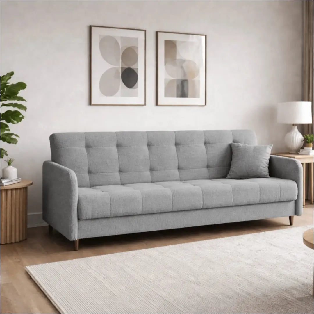 Išskleidžiama sofa su buklė audinio audiniu pilkos spalvos TE1158 - €676 Save 15% __label:Pristatymas 5-14 d.d., elite,