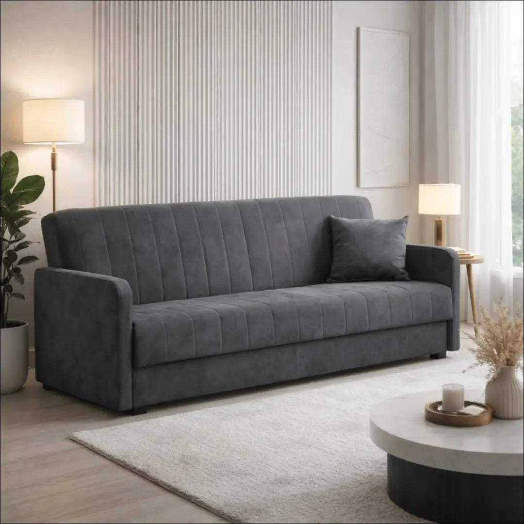 Išskleidžiama sofa su veliūro audiniu pilkos spalvos TE1182 - €615 Save 15% __label:Pristatymas 5-14 d.d., elite,