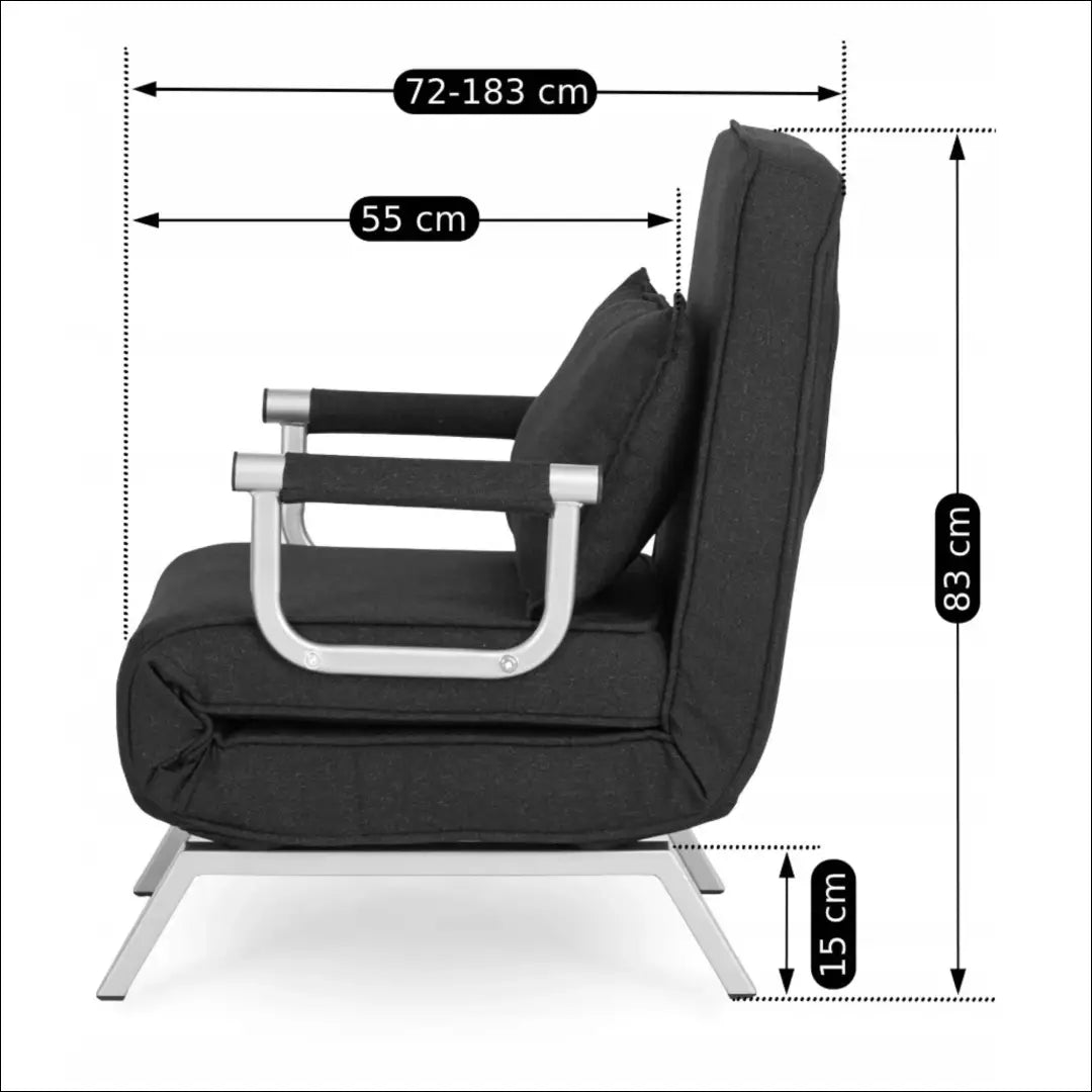 Išskleidžiamas fotelis su audiniu juodos spalvos TE088 - €176 Save 15% 100-200, __label:Pristatymas 5-14 d.d., elite,