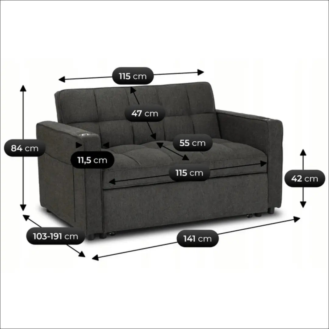 Išskleidžiamas fotelis su audiniu juodos spalvos TE775 - €387 Save 15% __label:Pristatymas 5-14 d.d., elite, Fotele