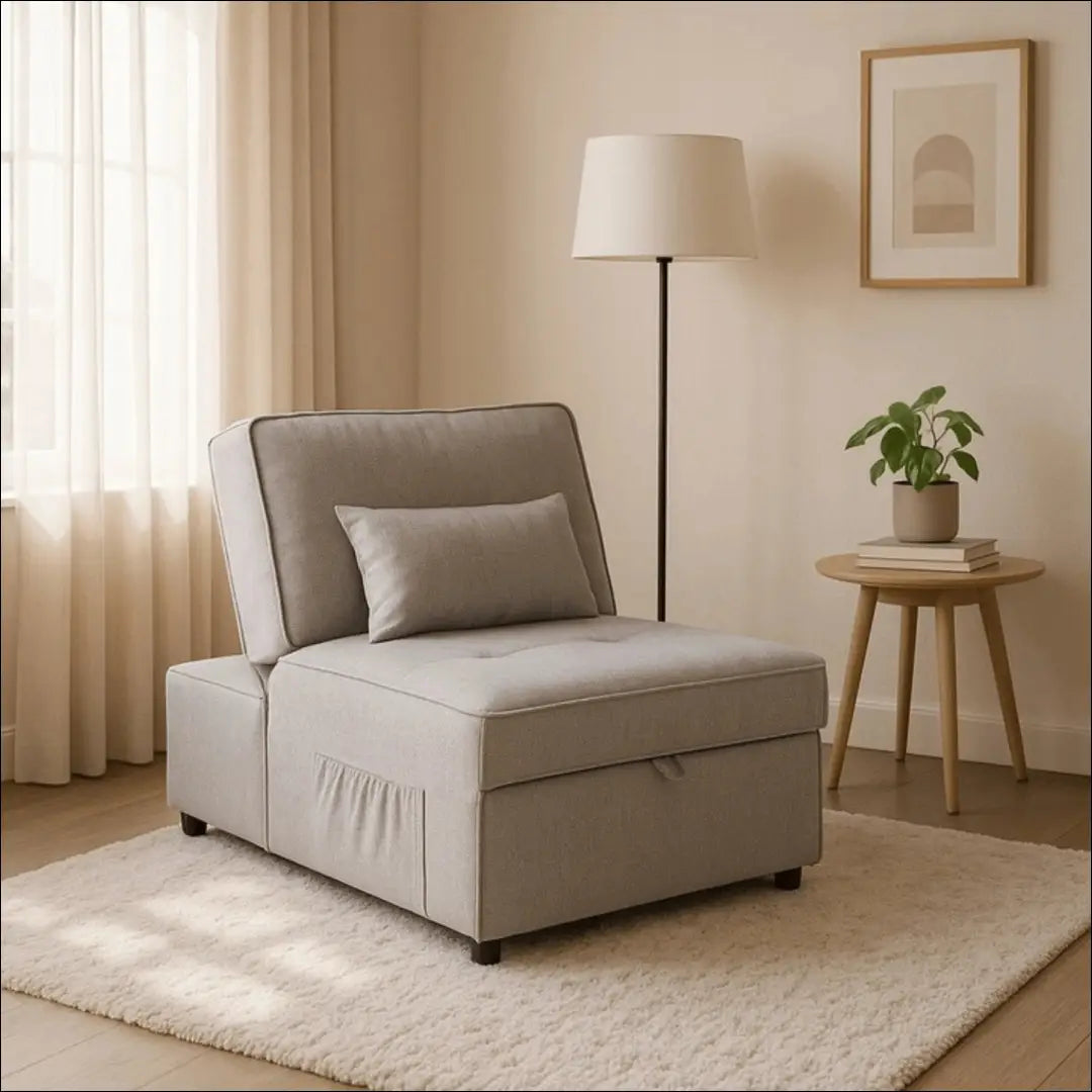 Išskleidžiamas fotelis su audiniu pilkos spalvos 80 cm TE666 - €290 Save 15% __label:Pristatymas 5-14 d.d., elite,