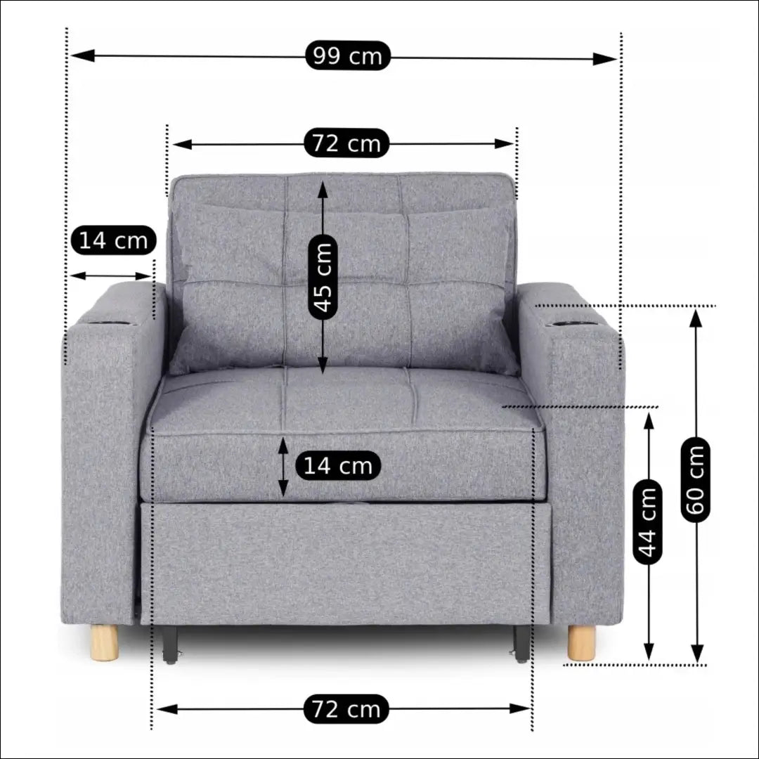 Išskleidžiamas fotelis su audiniu pilkos spalvos TE153 - €327 Save 15% __label:Pristatymas 5-14 d.d., elite, Fotele