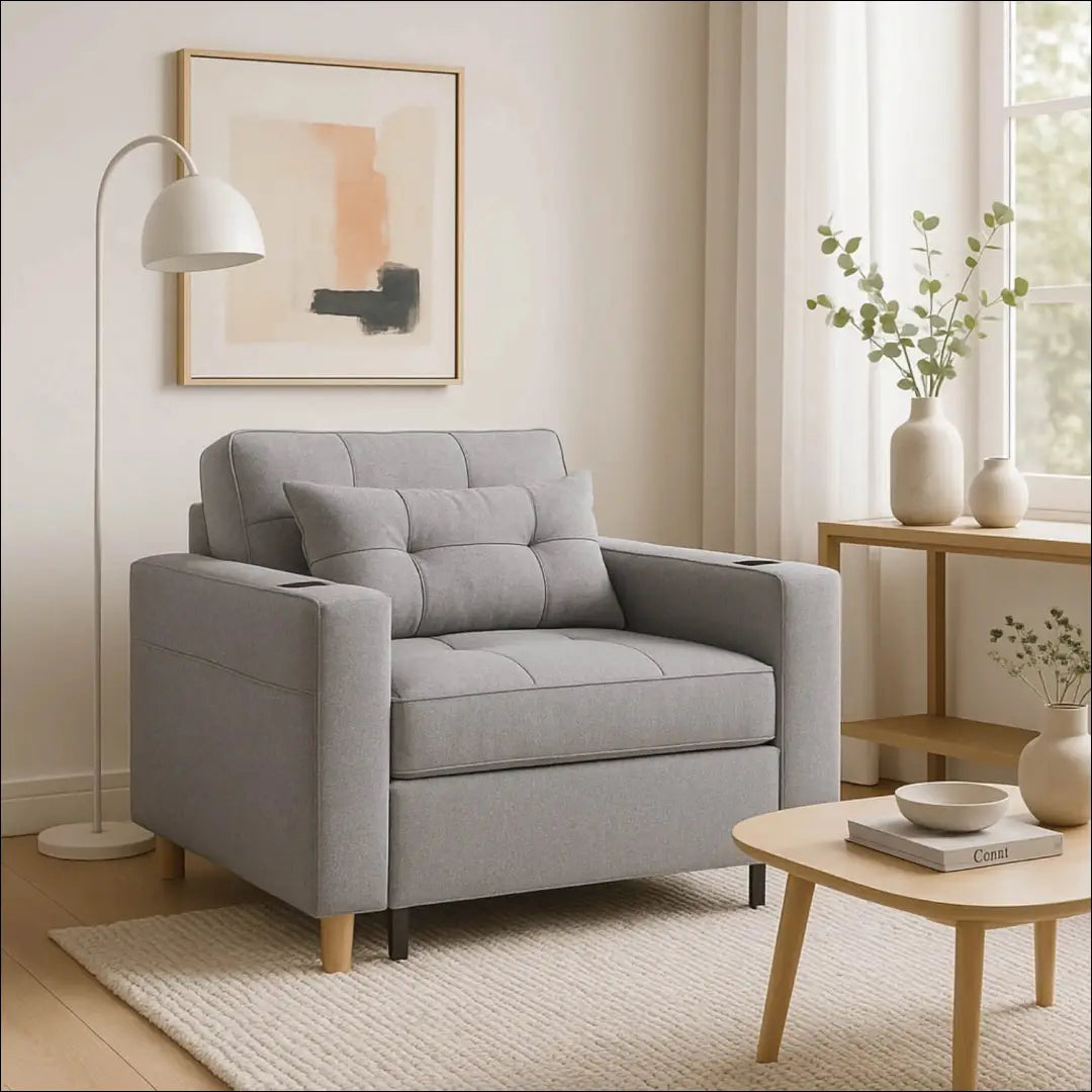 Išskleidžiamas fotelis su audiniu pilkos spalvos TE153 - €327 Save 15% __label:Pristatymas 5-14 d.d., elite, Fotele