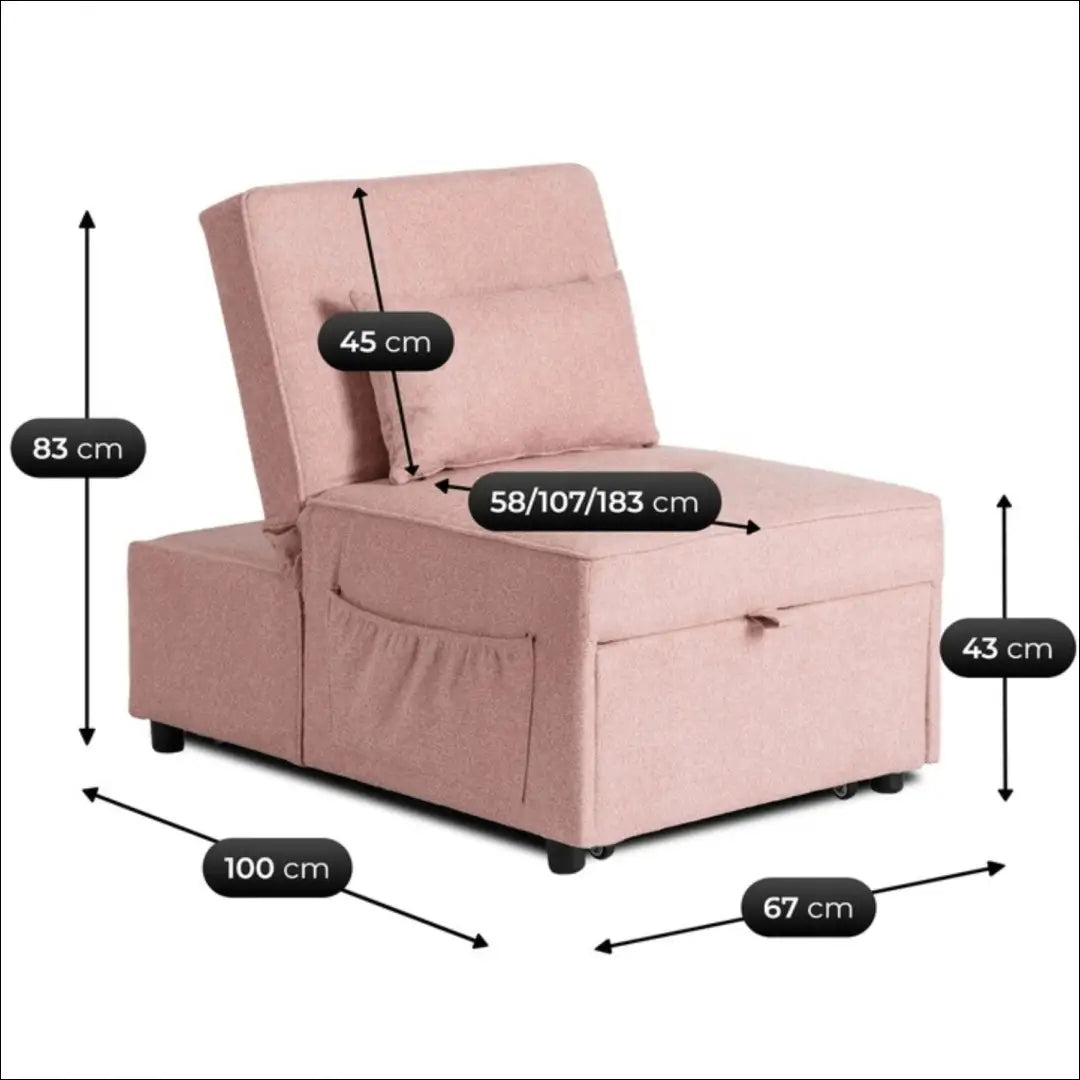 Išskleidžiamas fotelis su audiniu rožinės spalvos / smėlio 67 cm TE668 - €168 Save 15% 100-200, __label:Pristatymas