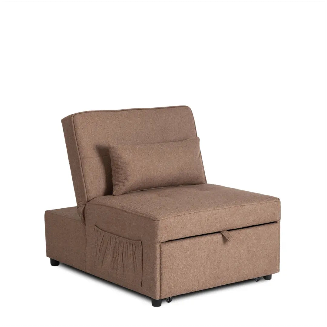 Išskleidžiamas fotelis su audiniu rudos spalvos / smėlio 80 cm TE849 - €290 Save 15% __label:Pristatymas 5-14 d.d.,