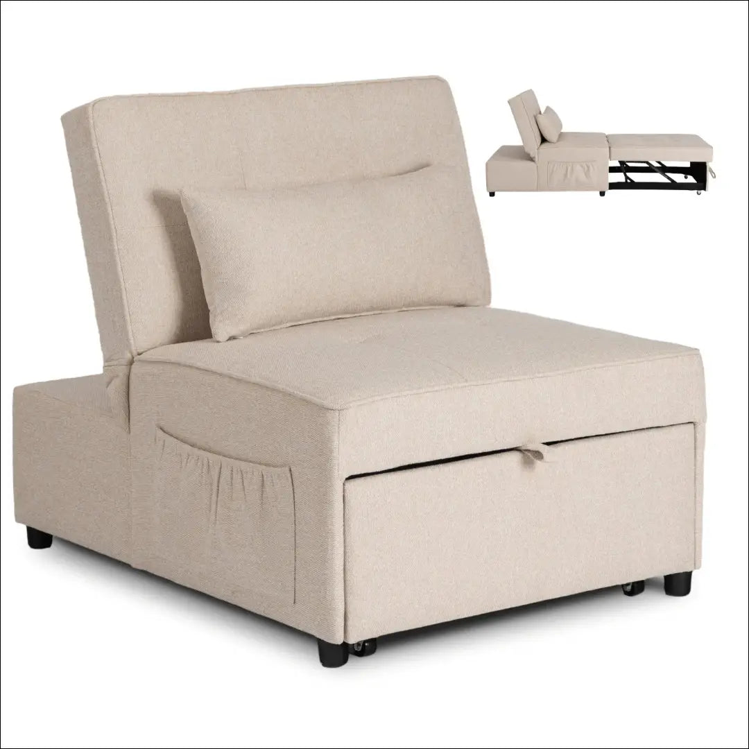 Išskleidžiamas fotelis su audiniu smėlio spalvos 80 cm TE868 - €208 Save 15% __label:Pristatymas 5-14 d.d., elite,