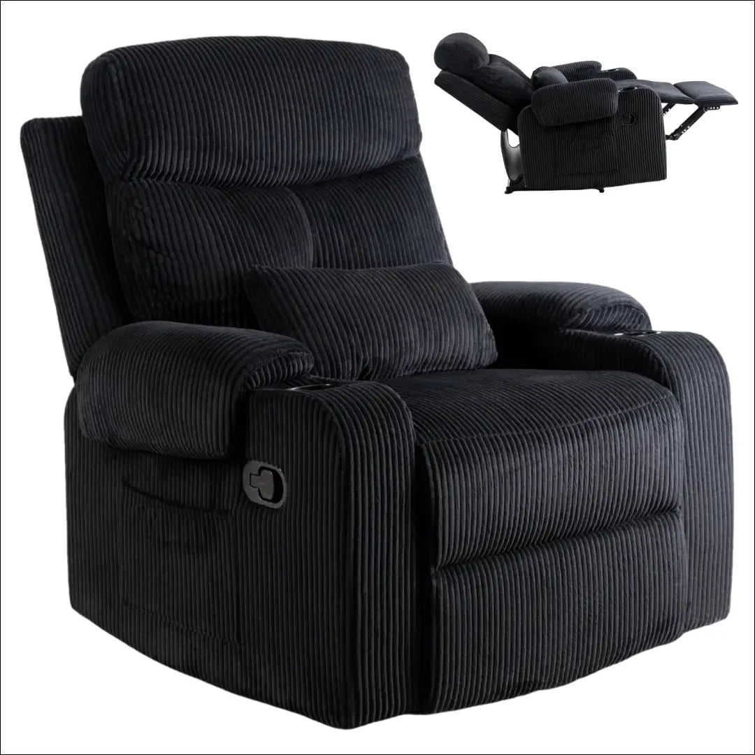 Išskleidžiamas fotelis su korduro audiniu juodos spalvos TE473 - €371 Save 15% __label:Pristatymas 5-14 d.d., elite,